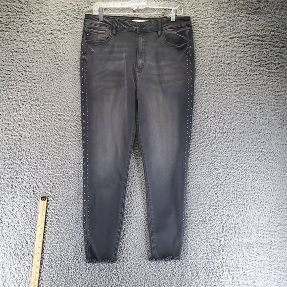 KanCan Jeans Womens 15 Black High Rise Skinny Studded Side Stretch Denim - Picture 1 of 12